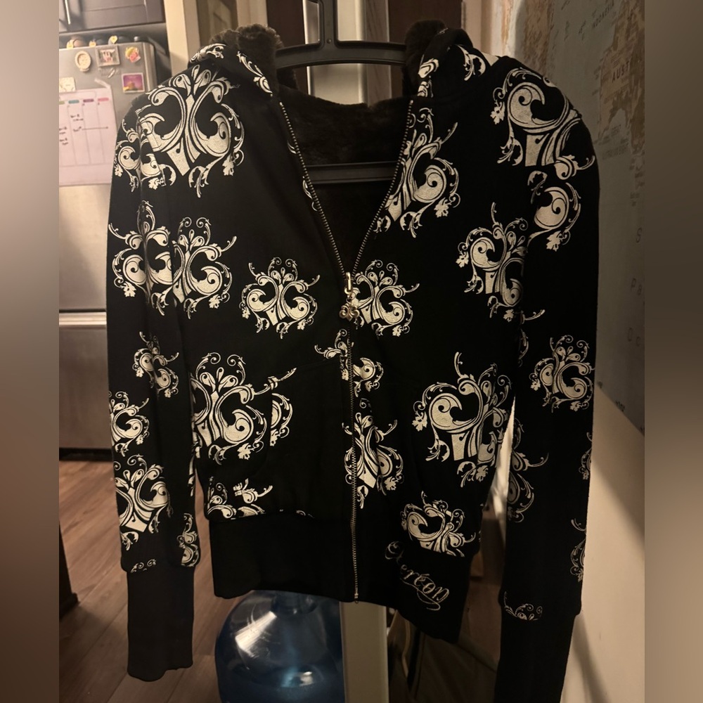House of Deréon by Beyoncé Black & White Zip-Up Jacket Size S